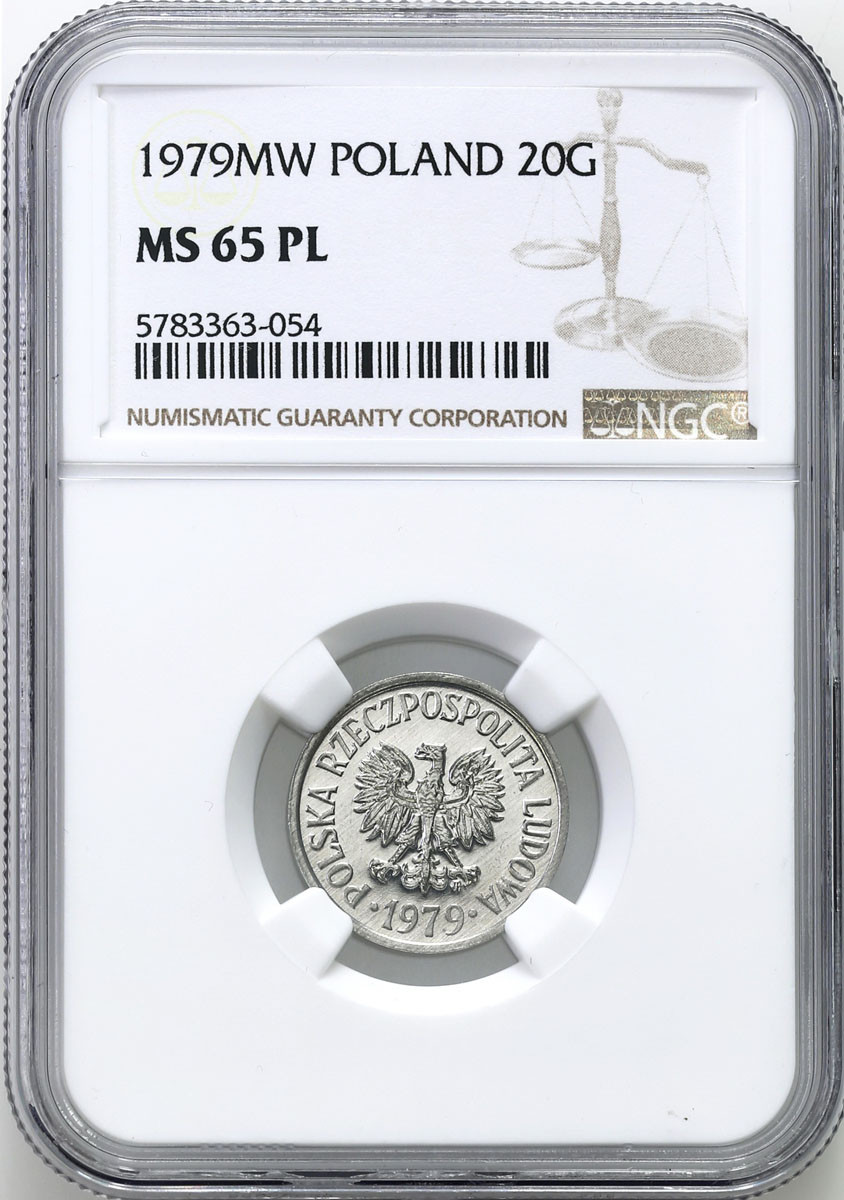 PRL. 20 groszy 1979 Aluminium NGC MS65 PL (Proof like)